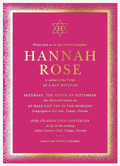 Monogram Star Bat Mitzvah Invitations