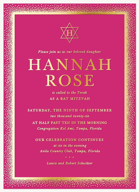Monogram Star Bat Mitzvah Invitations