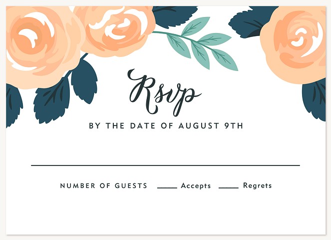 Peach Peonies Bat Mitzvah RSVP Cards
