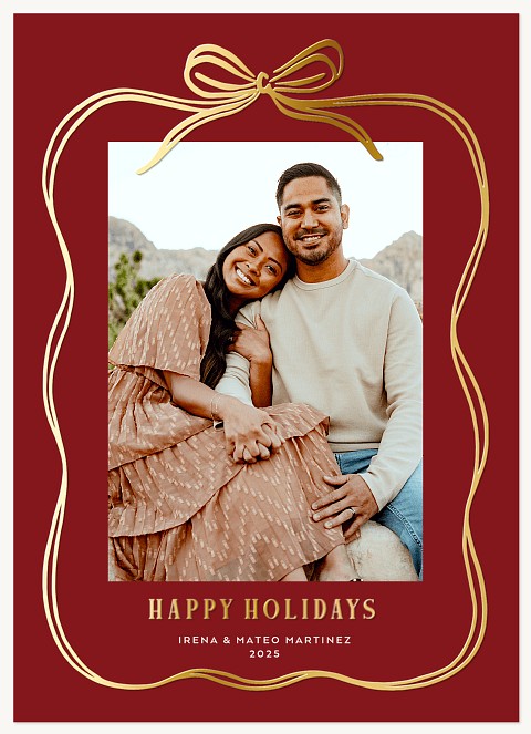 Sketched Bow Personalized Holiday Cards