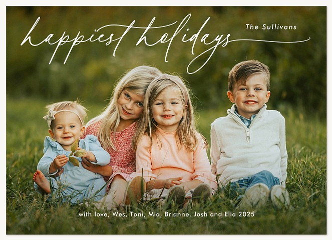 Extended Script Personalized Holiday Cards