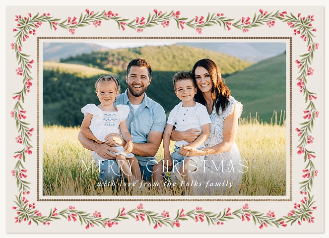 Winter Berry Garland Personalized Holiday Cards