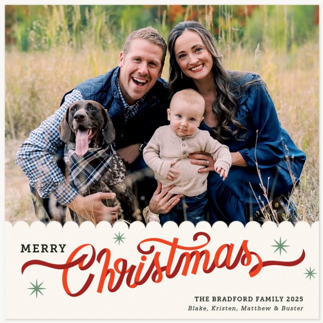 Ribbon Flourish Personalized Holiday Cards