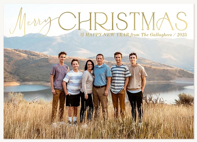 Golden Words Personalized Holiday Cards