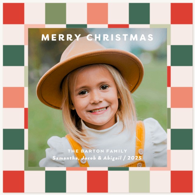 Checkerboard Personalized Holiday Cards