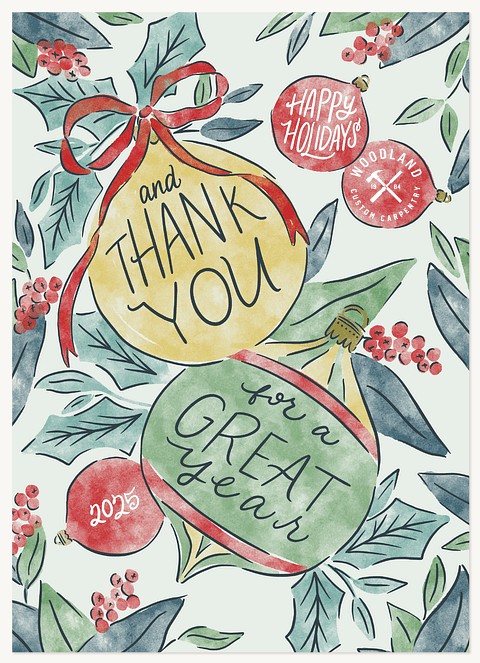 Painted Baubles Business Holiday Cards