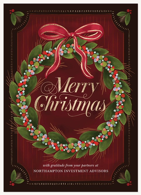 Vintage Wreath Business Holiday Cards