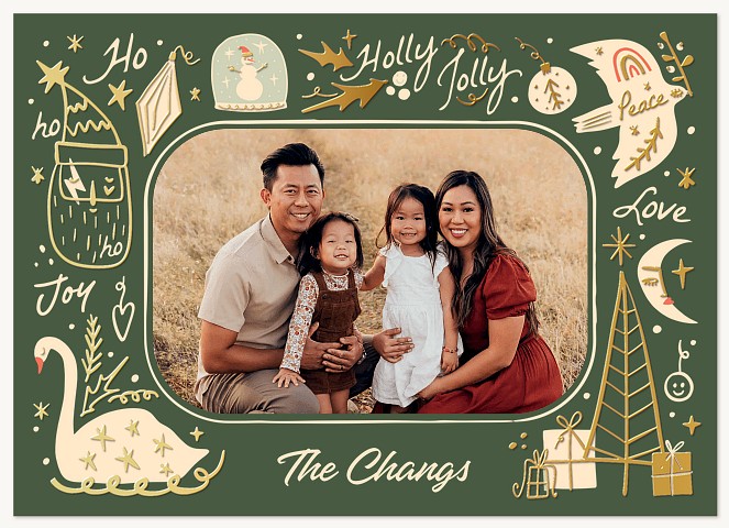 Golden Sketches Personalized Holiday Cards