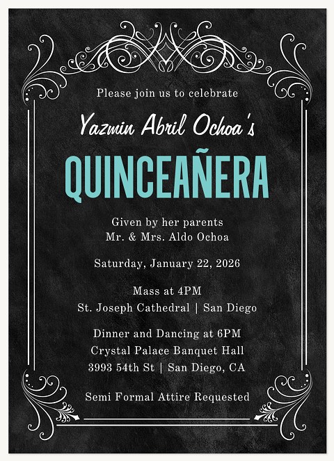 Midnight Gala Quinceañera Invitations