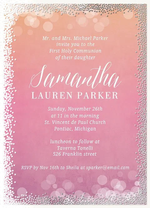 Ombre Magic First Communion Invitations