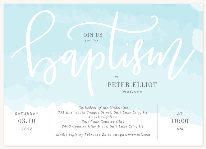 Watercolor Flourish Baptisms & Christening Invitations