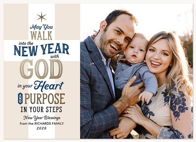 New Year Blessings Personalized Holiday Cards