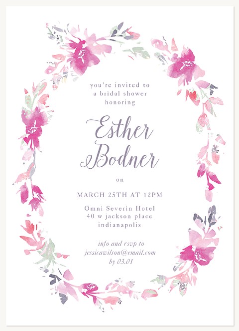 Watercolor Foliage Bridal Shower Invitations