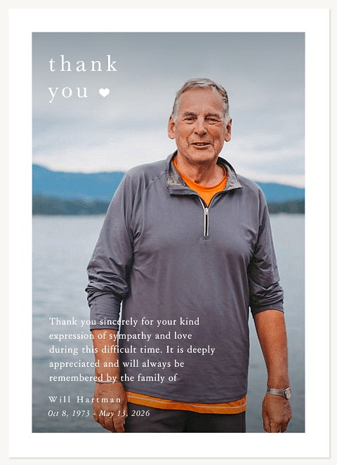 Forever Heart Thanks Memorial & Sympathy Cards