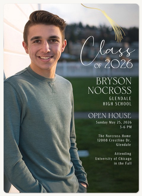 Gold Tassle Flair Graduation Invitations