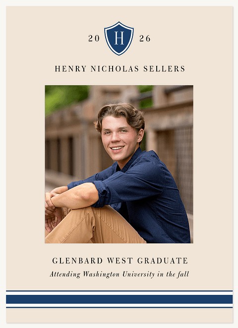 Crest Monogram Graduation Cards