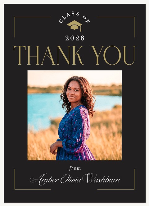 Cap & Script Thank You Cards 