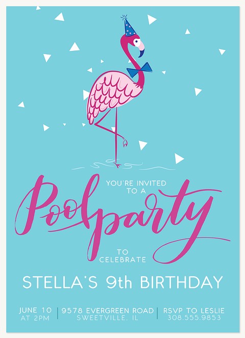 Flamingo Flourish Kids Birthday Invitations