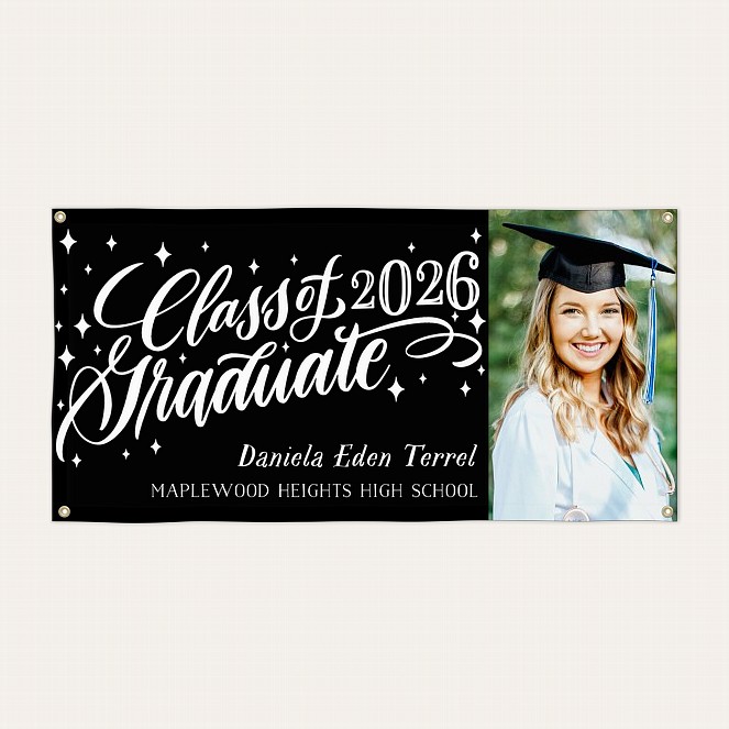 Starry Script Graduation Banner Custom Banners
