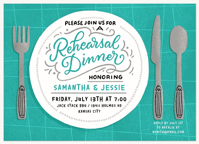 Retro Setting Rehearsal Dinner Invitations