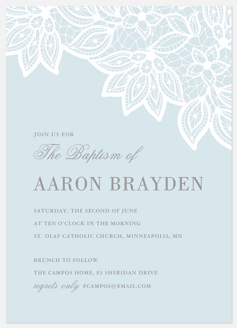 Chantilly Overlay Baptism Christening Invitations