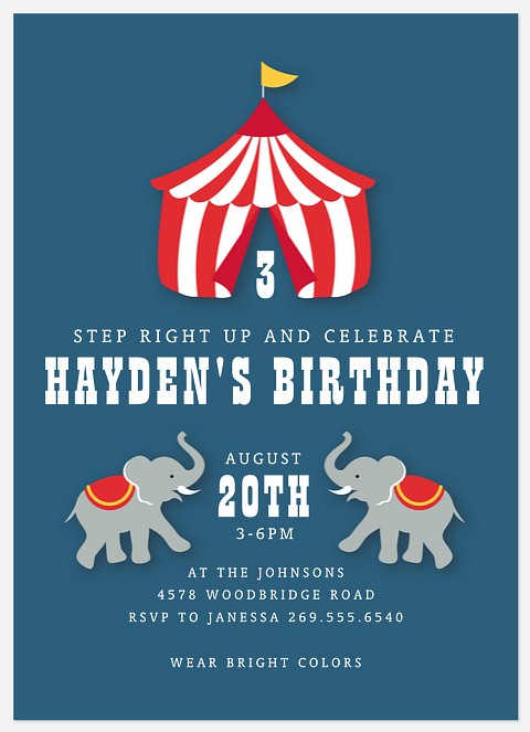 Circus Tent Kids' Birthday Invitations