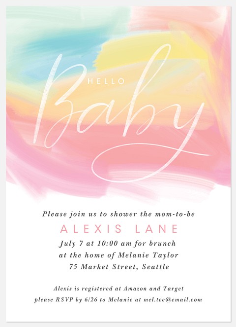 Pastel Rainbow Baby Shower Invitations