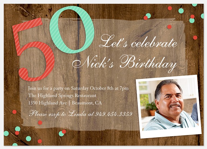Rustic Confetti Adult Birthday Invitations