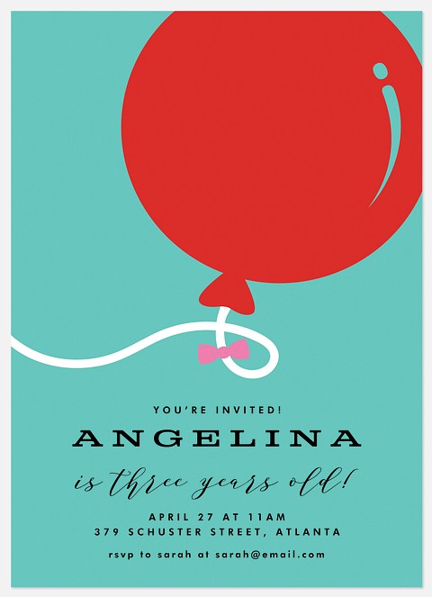 Red Balloon Kids' Birthday Invitations