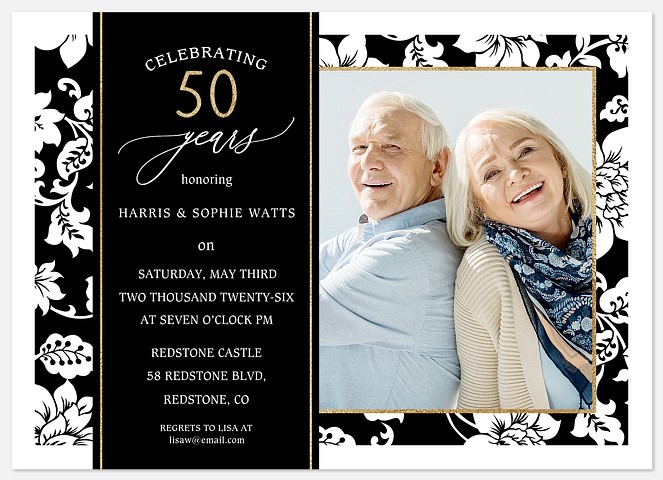 Elegant Wallpaper Anniversary Invitations