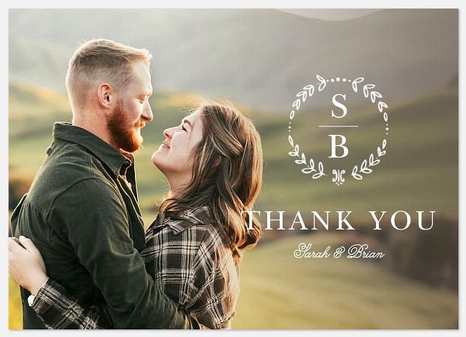 Monogram Wreath Thank You Cards 