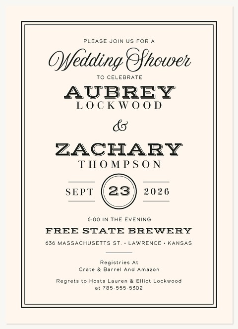 Vintage Sign Bridal Shower Invitations