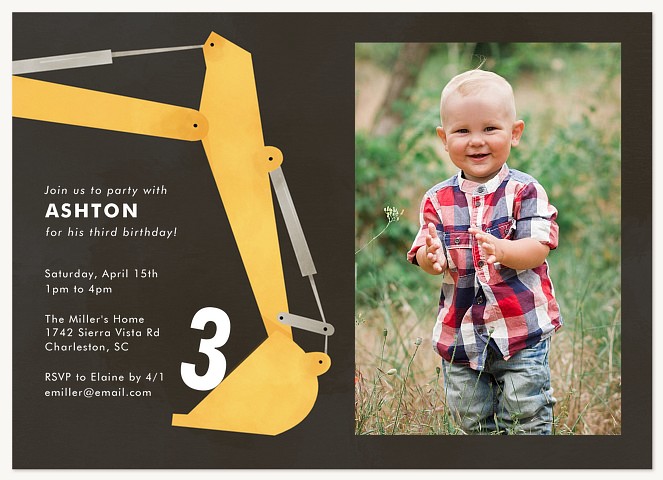 Big Dig Kids Birthday Invitations