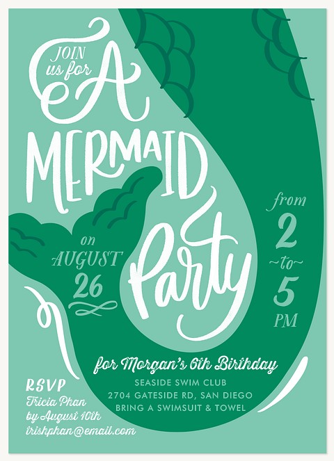 Mermaid Tale Girl Birthday Party Invitations