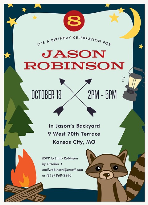 Happy Camper Kids Birthday Invitations