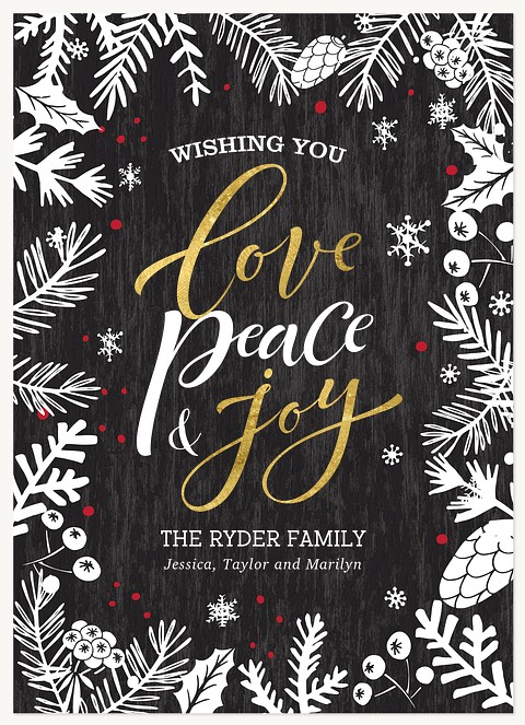 Pinecone Peace Personalized Holiday Cards