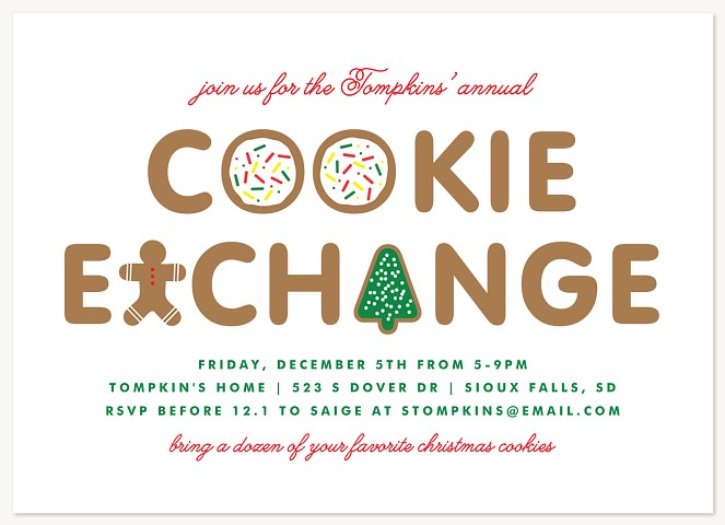 Cookie Letters Holiday Party Invitations