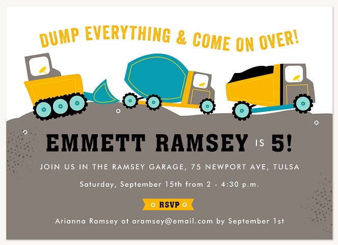 Truckin' Kids Birthday Invitations