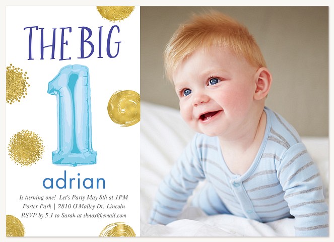 One Big Balloon First Birthday Invitations