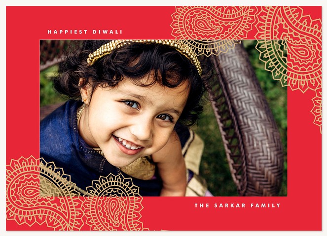 Golden Paisley Diwali Holiday Cards