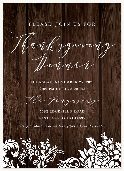 Rustic Lace Invitation  Thanksgiving Cards