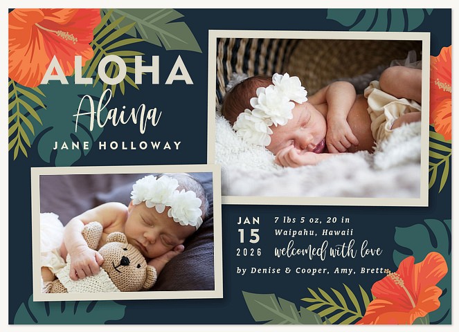 Aloha Arrival Baby Announcements