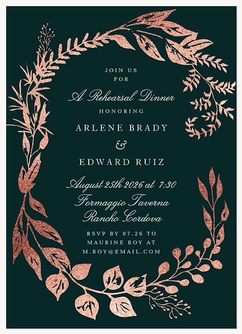 Emerald Rose Rehearsal Dinner Invitations
