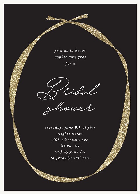 Glittered Ribbon Bridal Shower Invitations