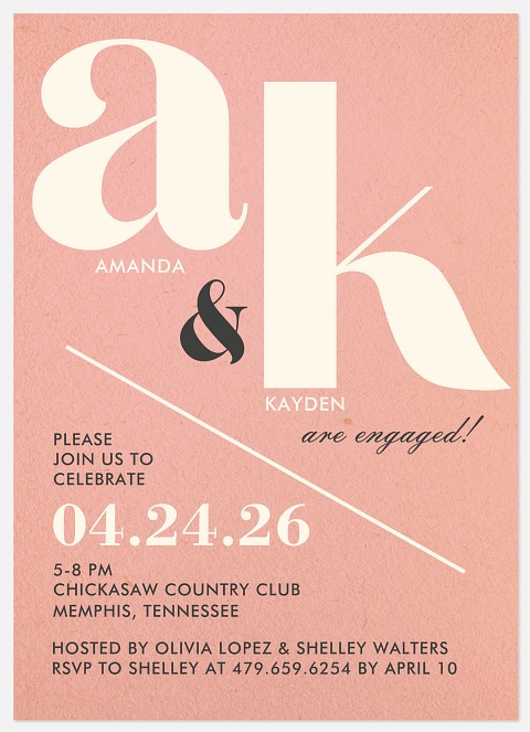 Modern Initials Engagement Party Invitations
