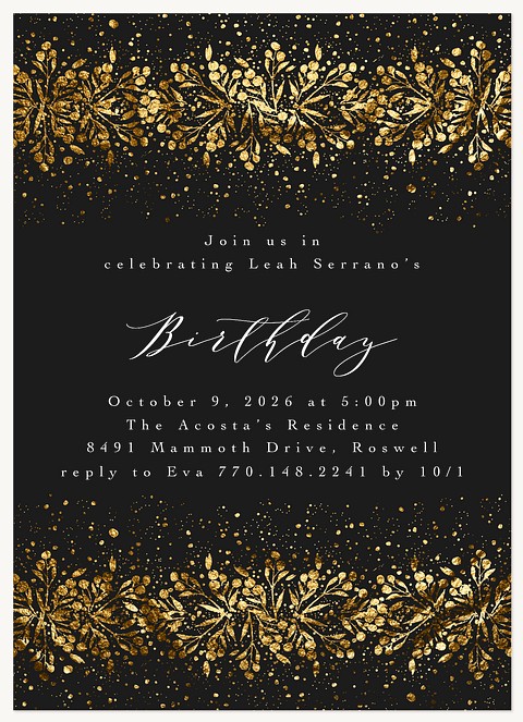 Glittered Leaves Party Invitations