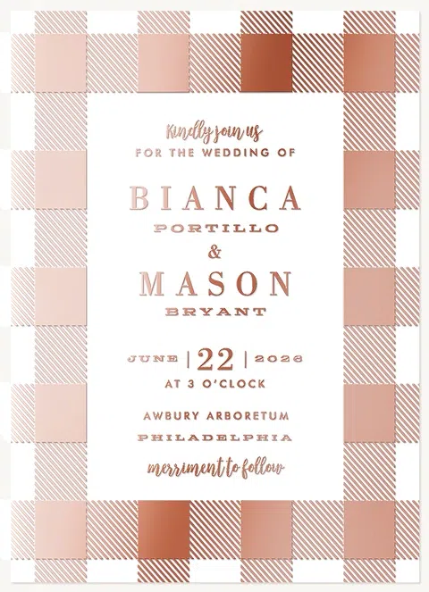 Gilded Plaid Wedding Invitations