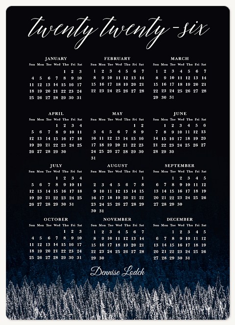 Frosted Pine Calendar Business Holiday Magnets