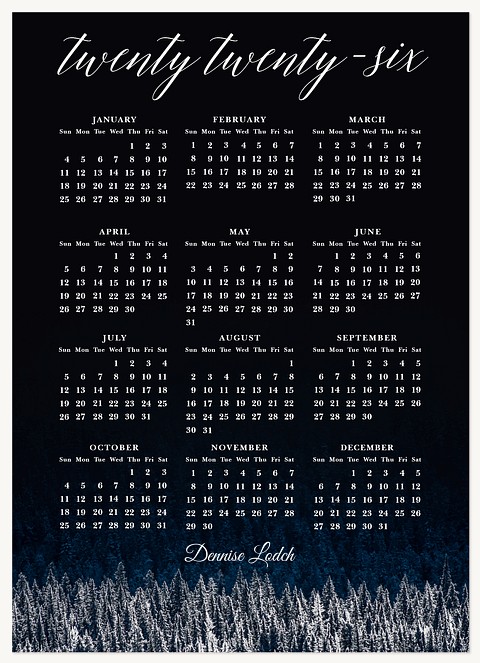 Frosted Pine Calendar Business Holiday Cards