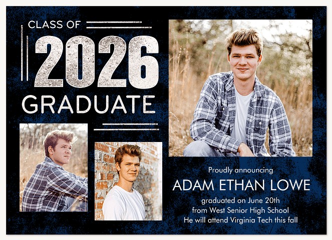 Silver & Indigo Graduation Announcements